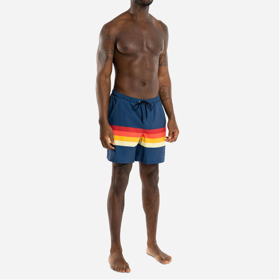 Agua Volley 2n1 Short in Retrostripe Navy